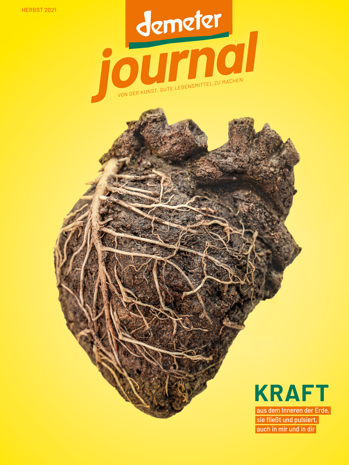 Cover des Demeter Journal 51 zeigt ein Herz aus Erde mit Wurzeln als Adern