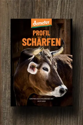 Cover des Entwicklungsberichts 2019 zeigt das Profil einer Kuh mit dem Titel "Profil schärfen"