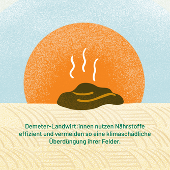Demeter-Landwirt:innen nutzen Nährstoffe effizient und vermeiden so eine klimaschädliche Überdüngung ihrer Felder. Abgebildet ist ein Kuhfladen
