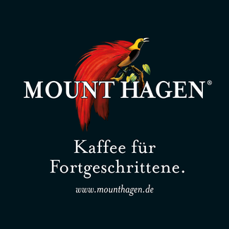 Schriftzug "Mount Hagen Kaffee für Fortgeschrittene"